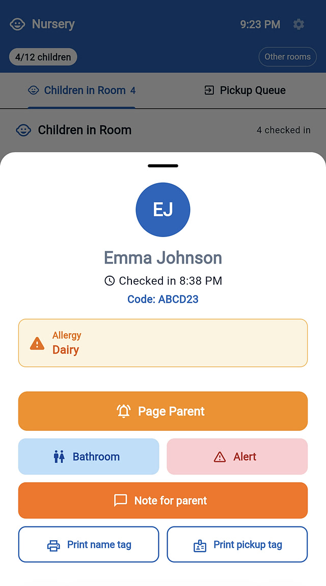 Child detail with page-parent and print-tag actions