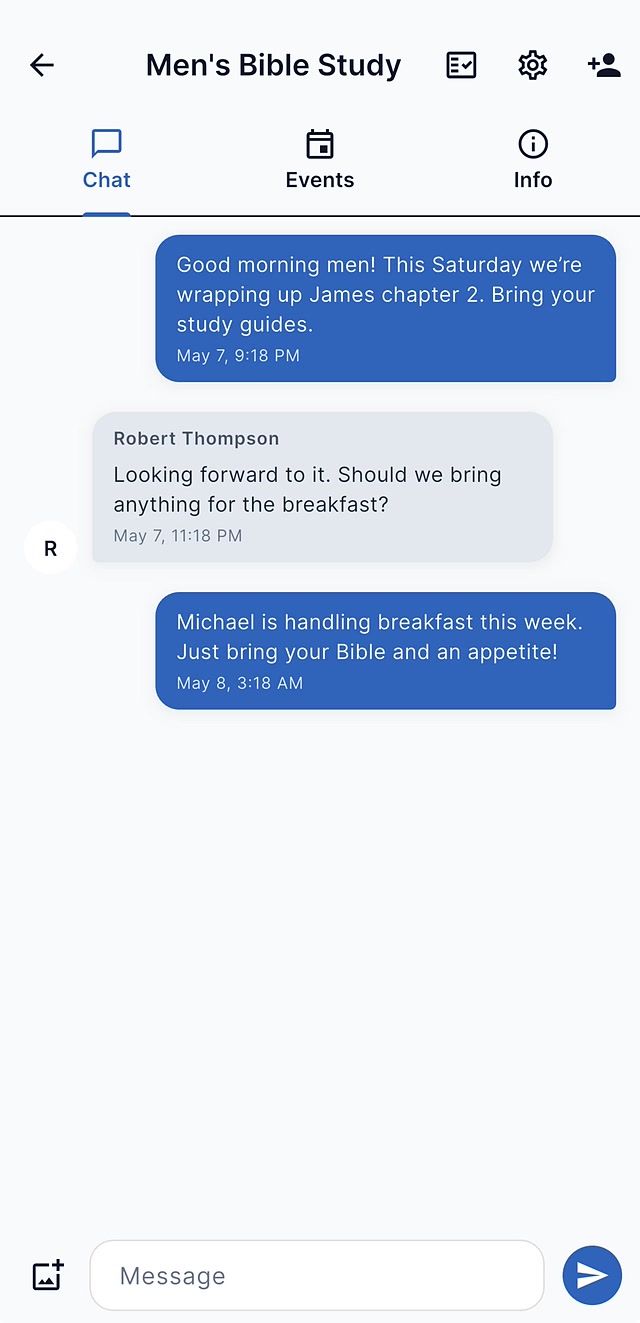 Group chat for a men's Bible study