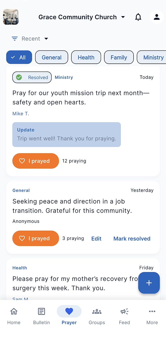 WorshipWire prayer board